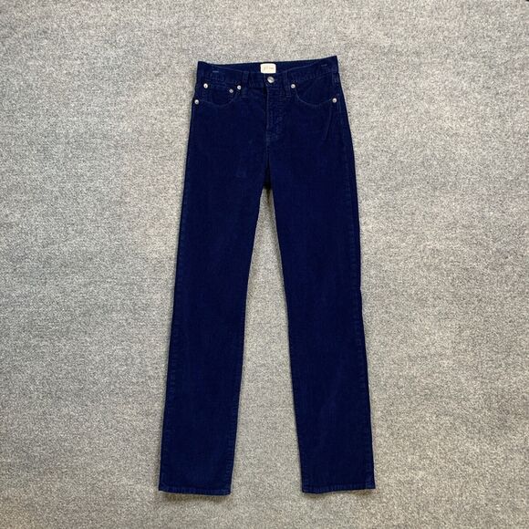 J Crew Pants Womens 25T Tall Blue Vintage SLIM Straight Corduroy Mid Rise Pocket - Picture 2 of 12